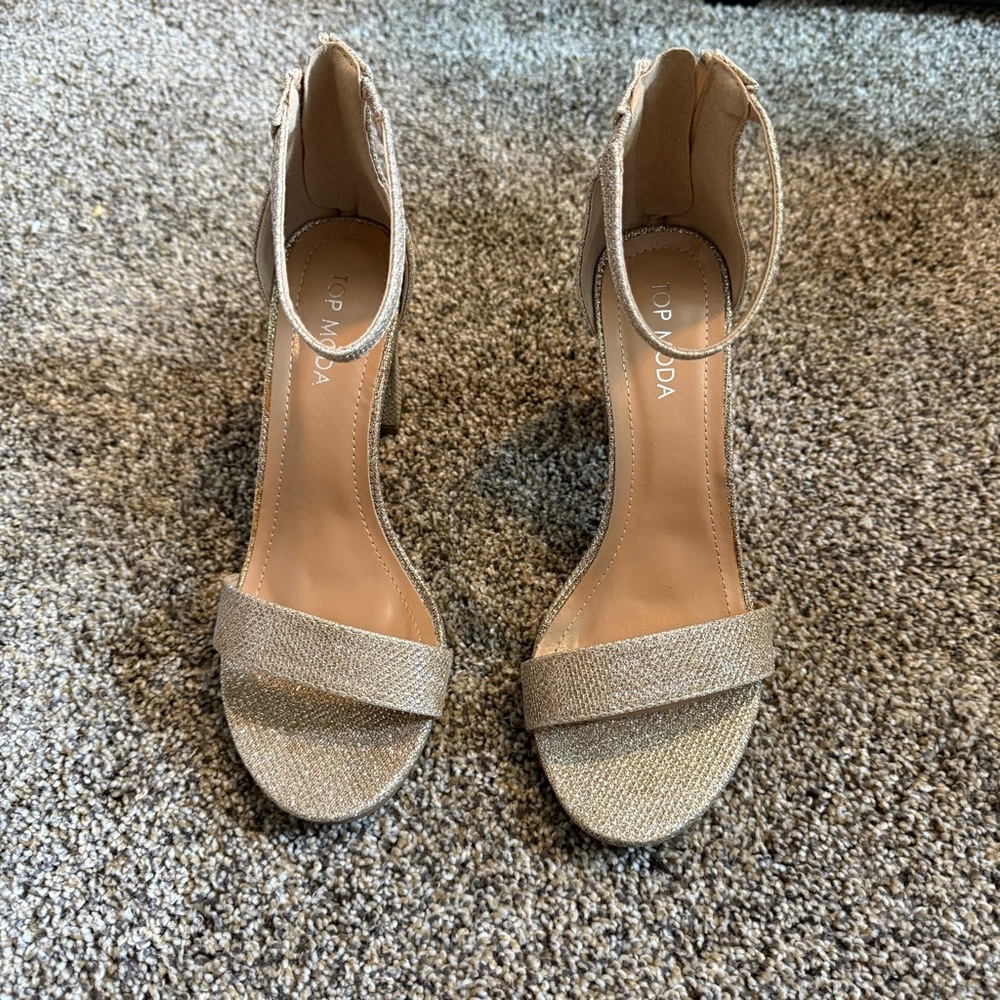 Top Moda Champagne Sparkle Heels